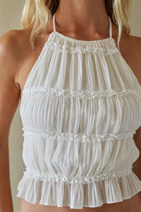 Willluxe® Romance Pleated Back Halter Tank Set