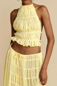 Willluxe® Romance Pleated Back Halter Tank Set