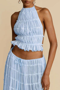Willluxe® Romance Pleated Back Halter Tank Set
