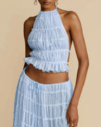 Willluxe® Romance Pleated Back Halter Tank Set