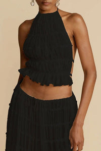 Willluxe® Romance Pleated Back Halter Tank Set