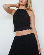 Willluxe® Romance Pleated Back Halter Tank Set