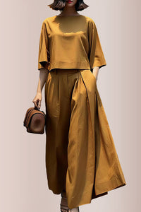 Willluxe® Effortless Drape Two-Piece Wide Leg Lounge Set