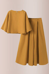Willluxe® Effortless Drape Two-Piece Wide Leg Lounge Set