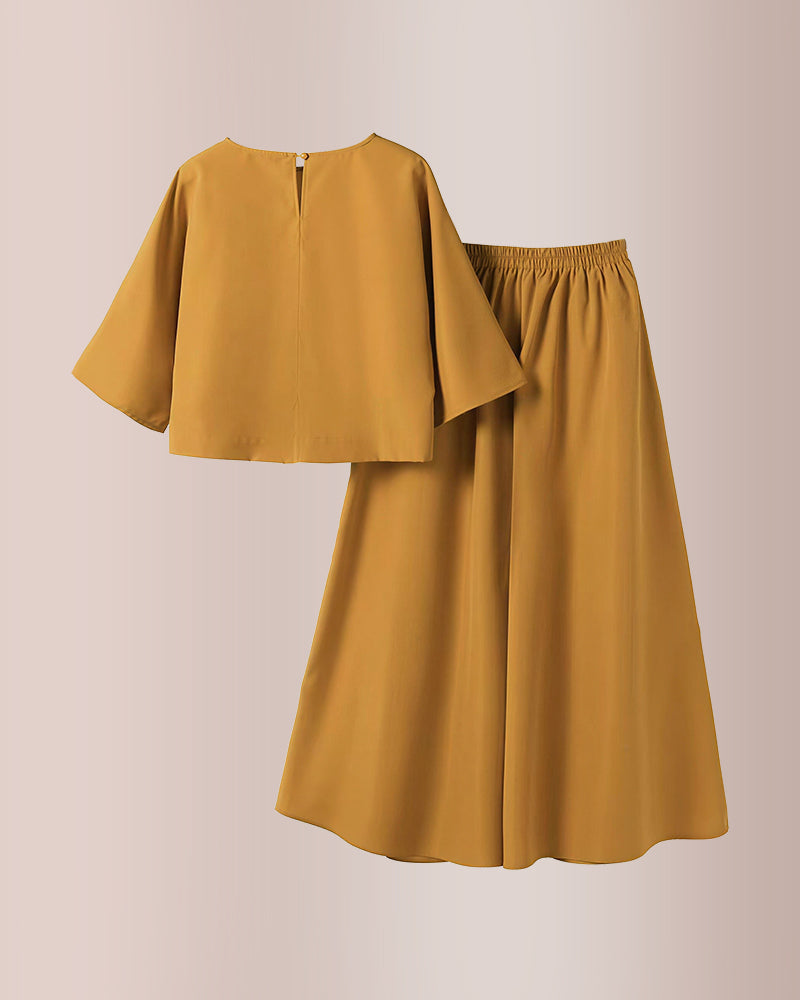 Willluxe® Effortless Drape Two-Piece Wide Leg Lounge Set