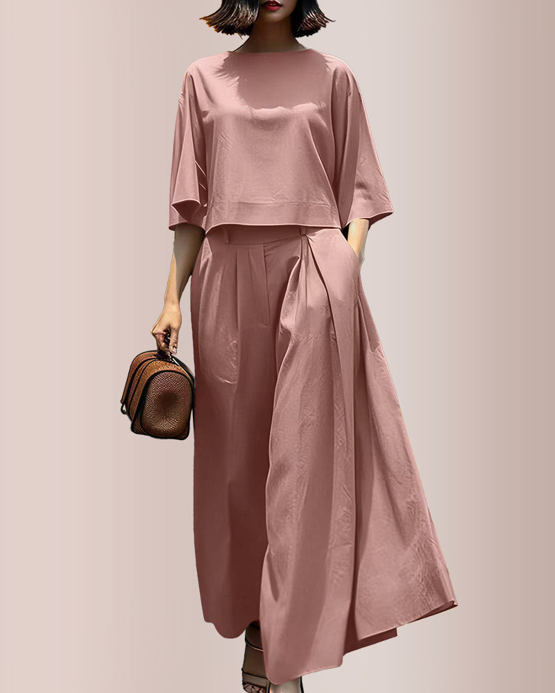 Willluxe® Effortless Drape Two-Piece Wide Leg Lounge Set