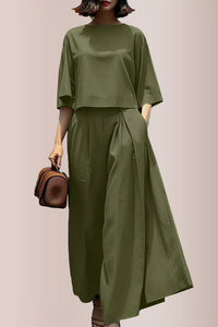 Willluxe® Effortless Drape Two-Piece Wide Leg Lounge Set