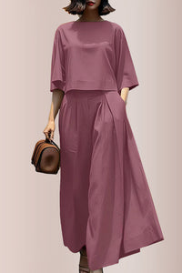 Willluxe® Effortless Drape Two-Piece Wide Leg Lounge Set