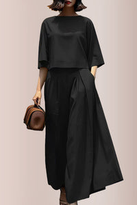 Willluxe® Effortless Drape Two-Piece Wide Leg Lounge Set