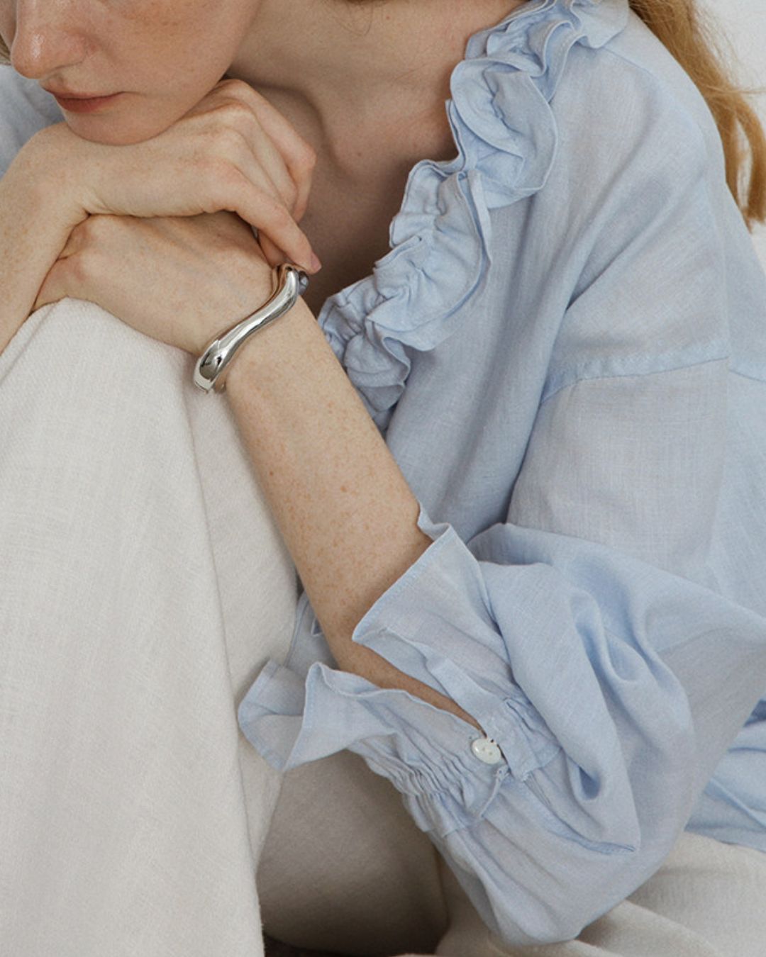 Willluxe® Linen Romantic Ruffled Puff Sleeve Shirt
