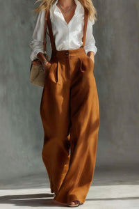 Willluxe® Elegant Vintage Versatile Cotton Wide-leg Pants Overalls