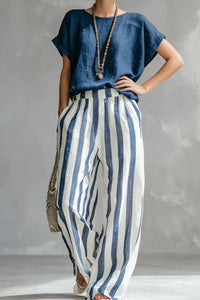 Willluxe® Cozy Loose-fit Striped Two-piece Set