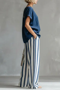 Willluxe® Cozy Loose-fit Striped Two-piece Set
