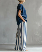 Willluxe® Cozy Loose-fit Striped Two-piece Set