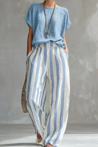 Willluxe® Cozy Loose-fit Striped Two-piece Set