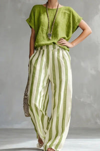Willluxe® Cozy Loose-fit Striped Two-piece Set