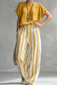 Willluxe® Cozy Loose-fit Striped Two-piece Set