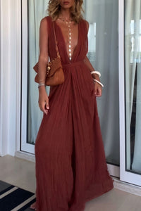 Willluxe® Vacation Style V-neck Lace-up Jumpsuit