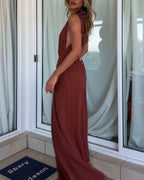 Willluxe® Vacation Style V-neck Lace-up Jumpsuit