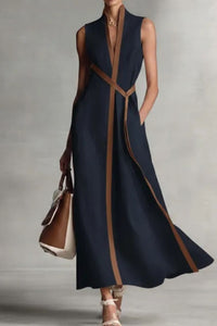 Willluxe® Stand-Up Collar Sleeveless Casual Loose Dress