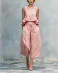 Willluxe® Blush Pink Two-Piece Set Ruffle Detail Lightweight Breathable Romantic Summer Outfit
