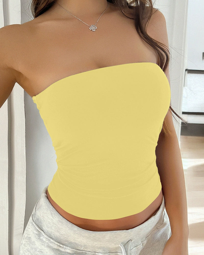 Willluxe® Y2K Essential Knit Seamless StraplessTube Top