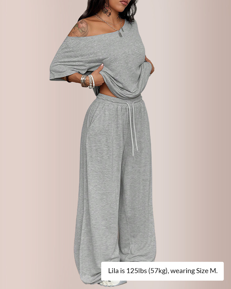 Willluxe® The Effortless Chill Off-Shoulder Lounge Set