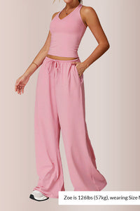 Willluxe® Effortless Halter Lounge Set Wide Leg Pants 2-Piece