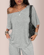 Willluxe® The Effortless Chill Off-Shoulder Lounge Set
