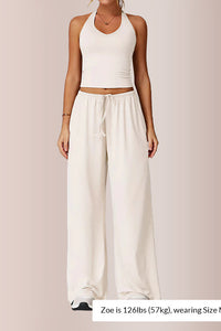 Willluxe® Effortless Halter Lounge Set Wide Leg Pants 2-Piece