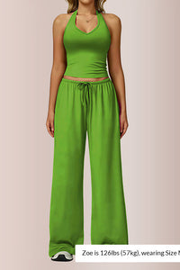 Willluxe® Effortless Halter Lounge Set Wide Leg Pants 2-Piece