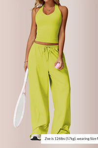 Willluxe® Effortless Halter Lounge Set Wide Leg Pants 2-Piece