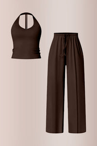 Willluxe® Effortless Halter Lounge Set Wide Leg Pants 2-Piece