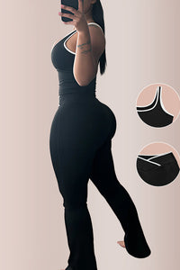 Willluxe® Contrast Trim Cross-Waist Flared Active Set