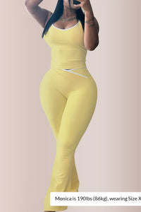 Willluxe® Contrast Trim Cross-Waist Flared Active Set