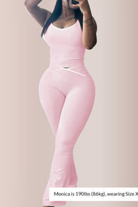 Willluxe® Contrast Trim Cross-Waist Flared Active Set