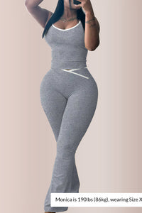 Willluxe® Contrast Trim Cross-Waist Flared Active Set