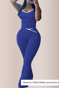 Willluxe® Contrast Trim Cross-Waist Flared Active Set