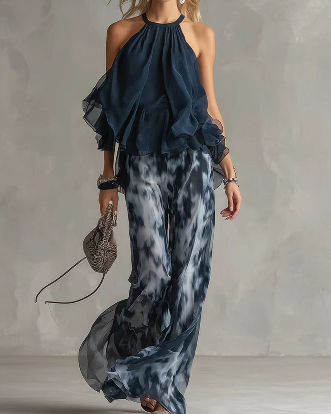 Willluxe® Ludovica Off-Shoulder Blouse and Pants Set Elegant Two-Piece Outfit