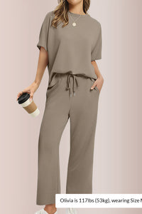 Willluxe® Effortless Two-Piece Wide Leg Lounge Set