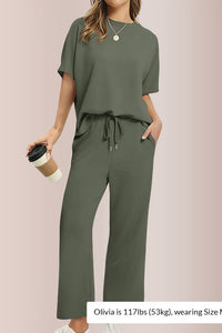 Willluxe® Effortless Two-Piece Wide Leg Lounge Set