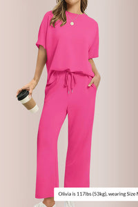 Willluxe® Effortless Two-Piece Wide Leg Lounge Set