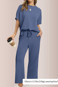 Willluxe® Effortless Two-Piece Wide Leg Lounge Set