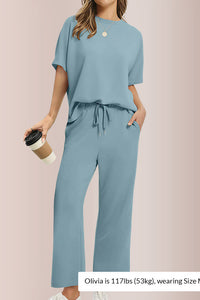 Willluxe® Effortless Two-Piece Wide Leg Lounge Set