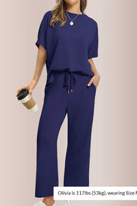 Willluxe® Effortless Two-Piece Wide Leg Lounge Set
