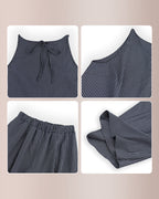 Willluxe® Minimalist Striped Drawstring Halter Top & Wide Leg Pants Set