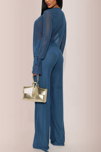 Willluxe® Siren Sheer Mesh Deep-V Flared Pant Set