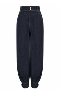 Willluxe® Modern Denim Capelet & High-Waist Tapered Pants Two-Piece Set