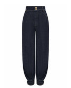 Willluxe® Modern Denim Capelet & High-Waist Tapered Pants Two-Piece Set