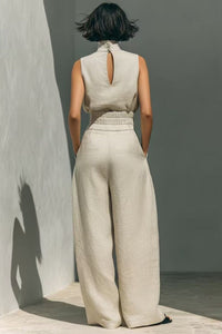Willluxe® Sleeveless Top Wide Leg Pants Minimalist Two-Piece Outfit